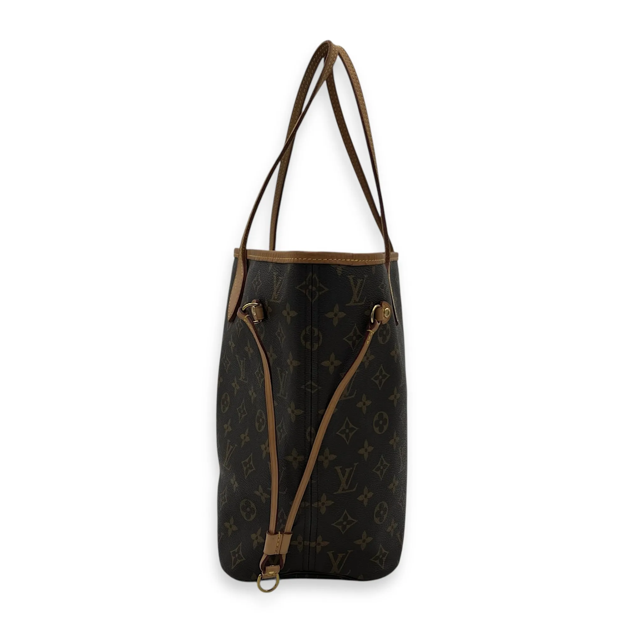 Neverfull MM Brown Tote Bag in Monogram Coated Canvas, Gold hardware