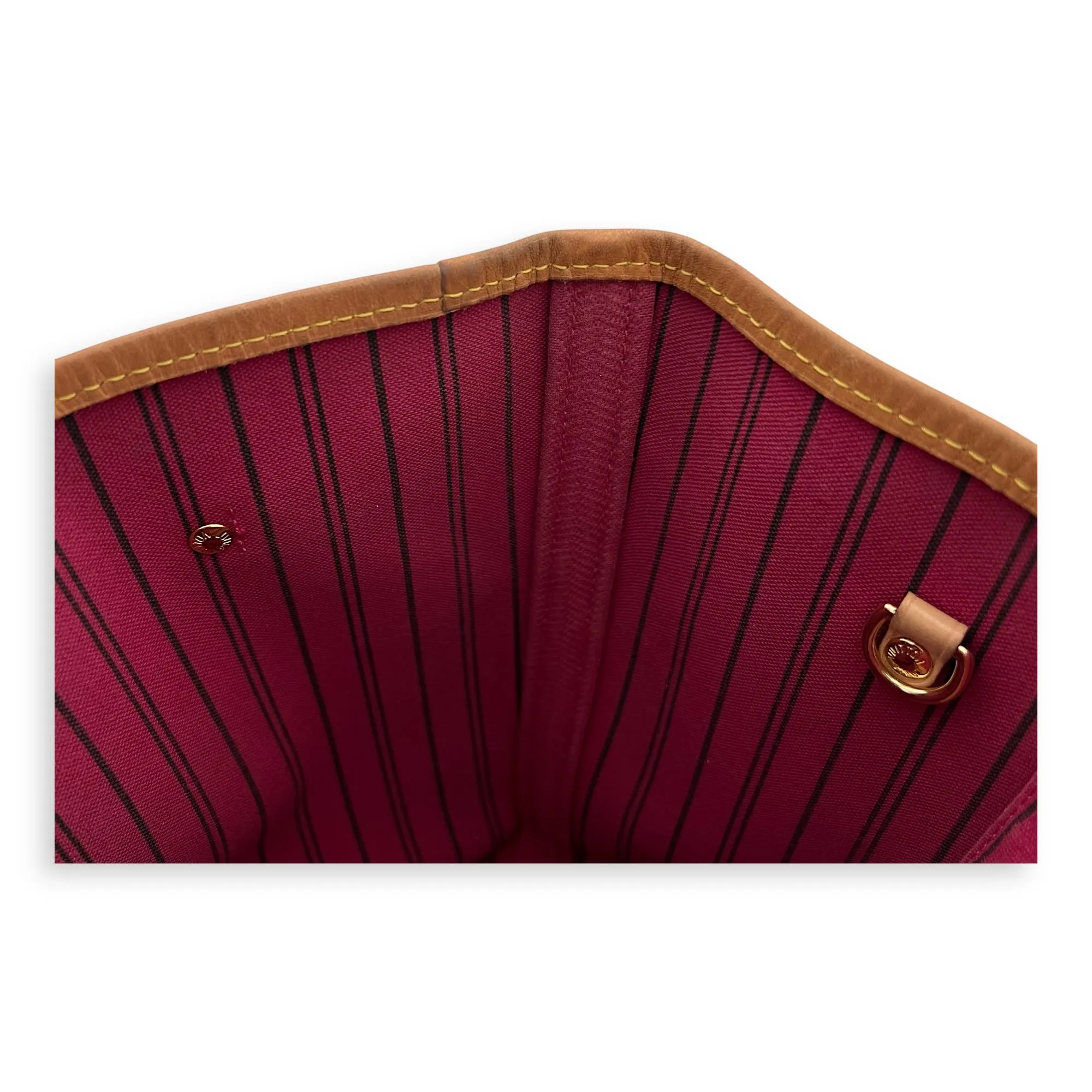 Neverfull MM Brown Tote Bag in Monogram Coated Canvas, Gold hardware