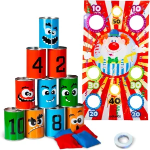 New-Bounce Bean Bag Can Toss Games - Carnival Outdoor Games for Kids and Adults - 2 in 1 Family Party Game Set Multicolored
