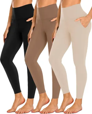 NEW YOUNG 3 Pack Leggings with Pockets for Women,High Waisted Tummy Control Workout Yoga Pants