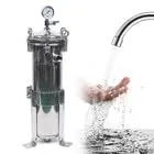 No. 4 Bag Filter Housing 304 Stainless Steel Filter Industrial Solid-Liquid Separation Tool 0.13 ㎡/1.4ft ² Bag Solid-Liquid Filter DN25(NPT) Bag Water Filter Purification Equipment Silver