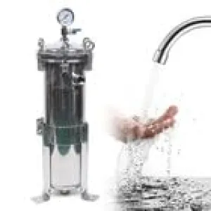 No. 4 Bag Filter Housing 304 Stainless Steel Filter Industrial Solid-Liquid Separation Tool 0.13 ㎡/1.4ft ² Bag Solid-Liquid Filter DN25(NPT) Bag Water Filter Purification Equipment Silver