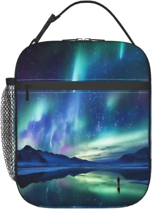 Northern Lights Lunch Bag for Women Men Adult Insulated Lunch Box Reusable Leakproof Lunch Tote Bags Large Capacity Cooler Lunch Container Portable Lunchbox for Work Travel