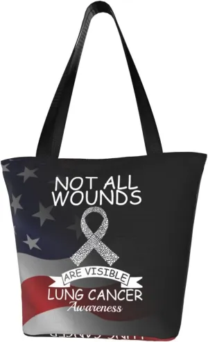 Not All Wounds Are Visible Lung Cancer Awareness Fashion Shoulder Bag Large Capacity For Man Or Woman