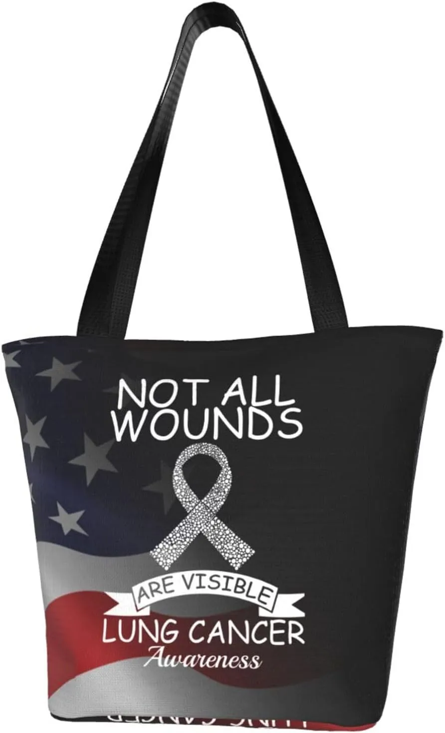 Not All Wounds Are Visible Lung Cancer Awareness Fashion Shoulder Bag Large Capacity For Man Or Woman
