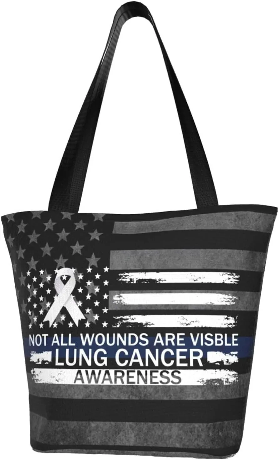 Not All Wounds Are Visible Lung Cancer Awareness Fashion Shoulder Bag Large Capacity For Man Or Woman