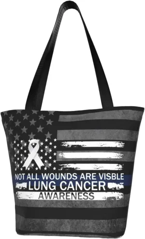 Not All Wounds Are Visible Lung Cancer Awareness Fashion Shoulder Bag Large Capacity For Man Or Woman