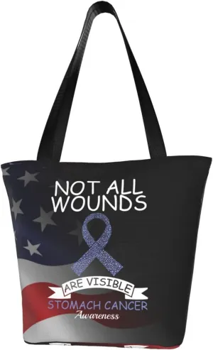 Not All Wounds Are Visible Stomach Cancer Awareness Fashion Shoulder Bag Large Capacity For Man Or Woman