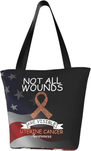 Not All Wounds Are Visible Uterine Cancer Awareness Fashion Shoulder Bag Large Capacity For Man Or Woman