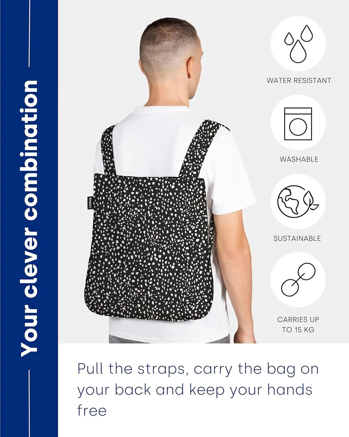 Notabag – 2 in 1 Backpack and Bag – Backpack waterproof – reusable grocery bags foldable