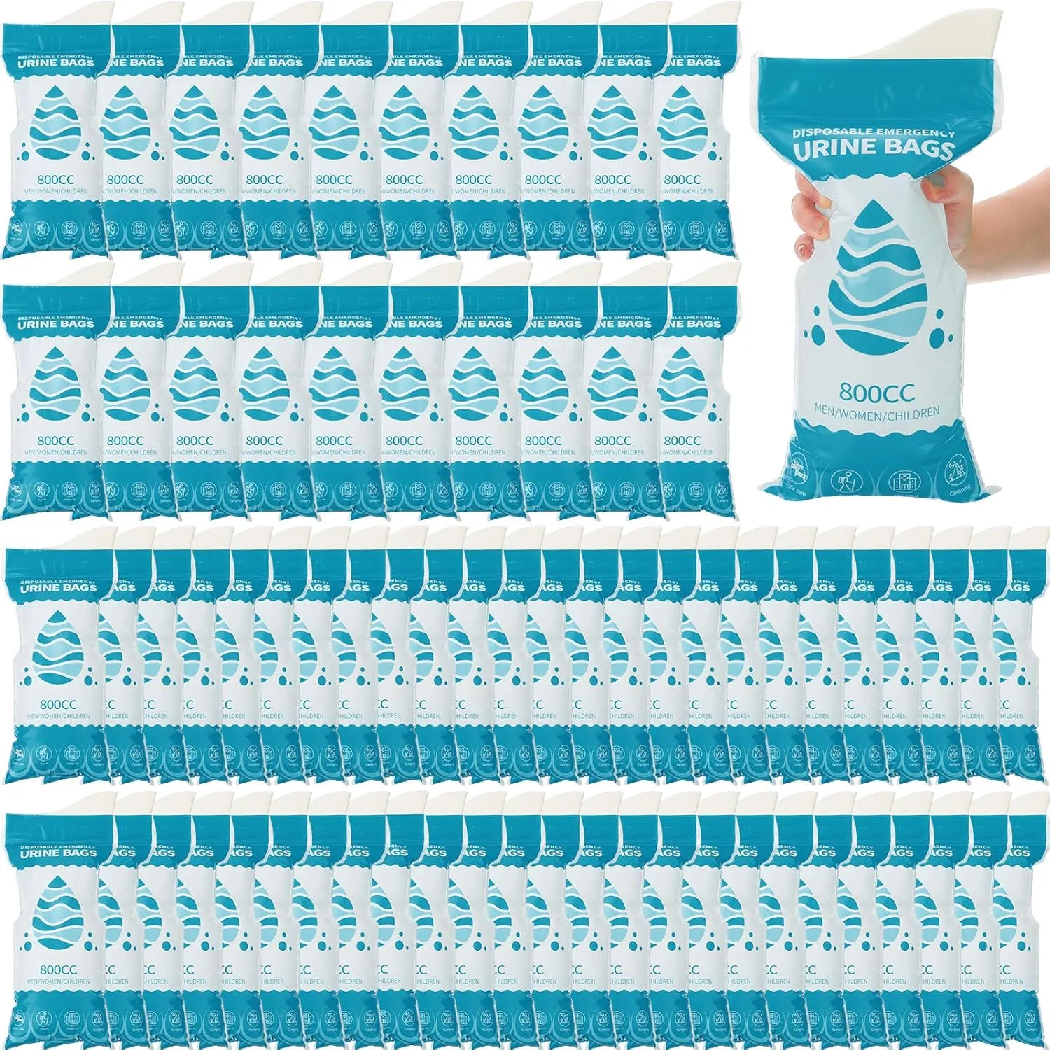 Nuogo 100 Pcs 800 CC Disposable Urine Bags Portable Pee Bag Urine Bags for Women Travel Emergency Urinal Bags for Men Women Traffic Jams Camping Hiking