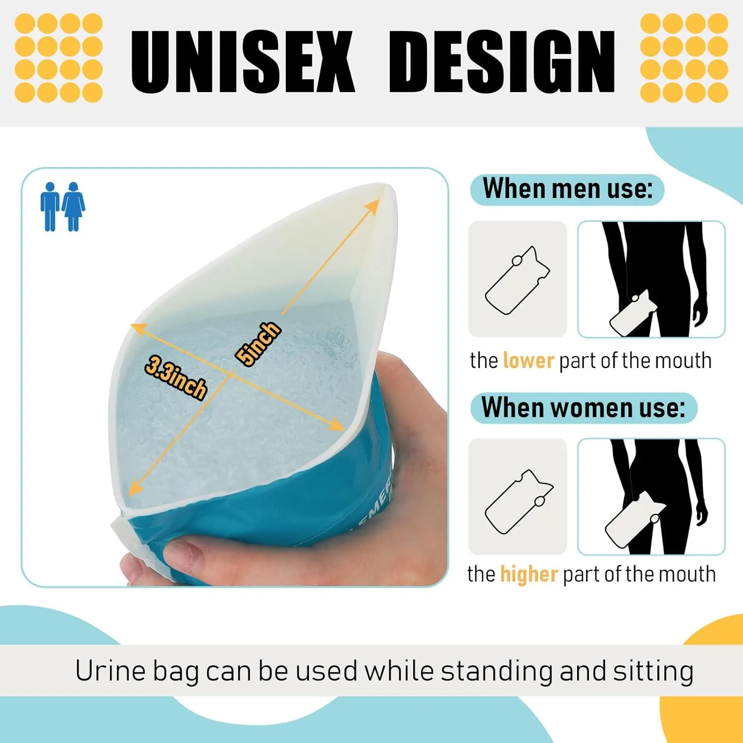 Nuogo 100 Pcs 800 CC Disposable Urine Bags Portable Pee Bag Urine Bags for Women Travel Emergency Urinal Bags for Men Women Traffic Jams Camping Hiking