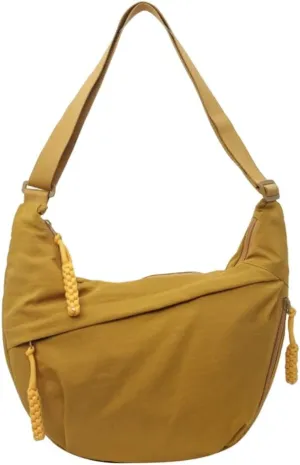 Nylon Crossbody Bags for Women, Trendy Medium Crescent Bag, Lightweight Woman Over Shoulder Purse with Zipper