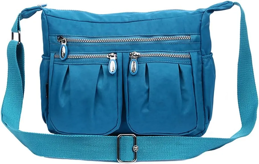 Nylon Messenger Handbags Multi Pocket Water Resistant Lightweight Crossbody Bags