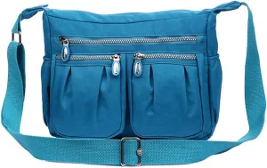 Nylon Messenger Handbags Multi Pocket Water Resistant Lightweight Crossbody Bags