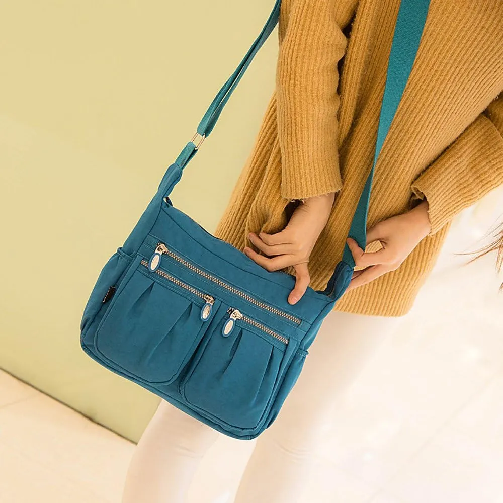 Nylon Messenger Handbags Multi Pocket Water Resistant Lightweight Crossbody Bags