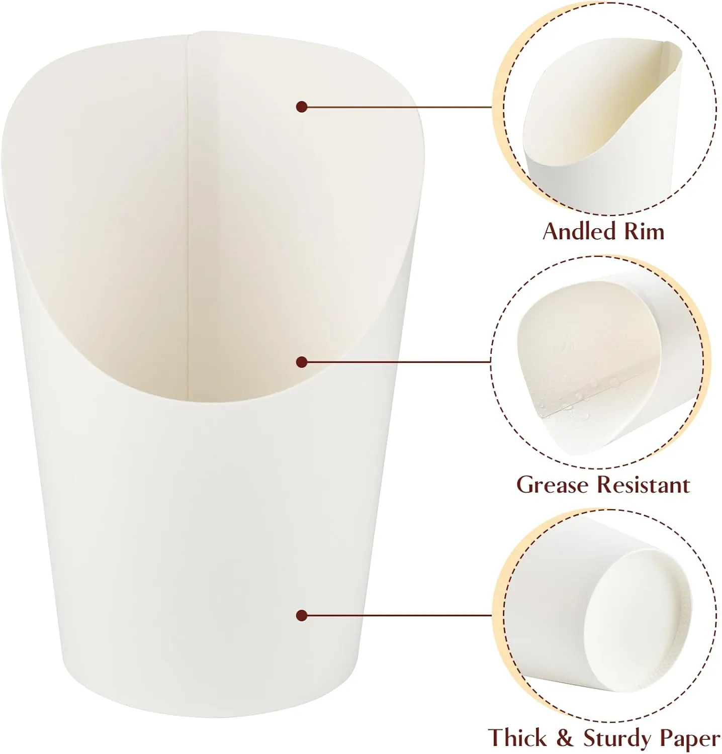 Ocmoiy Disposable Charcuterie APPETIZER CUPS with Sticks and Bags - Kraft Paper, 14 oz, White - 50 Cups, 200 Picks, 50 Bags