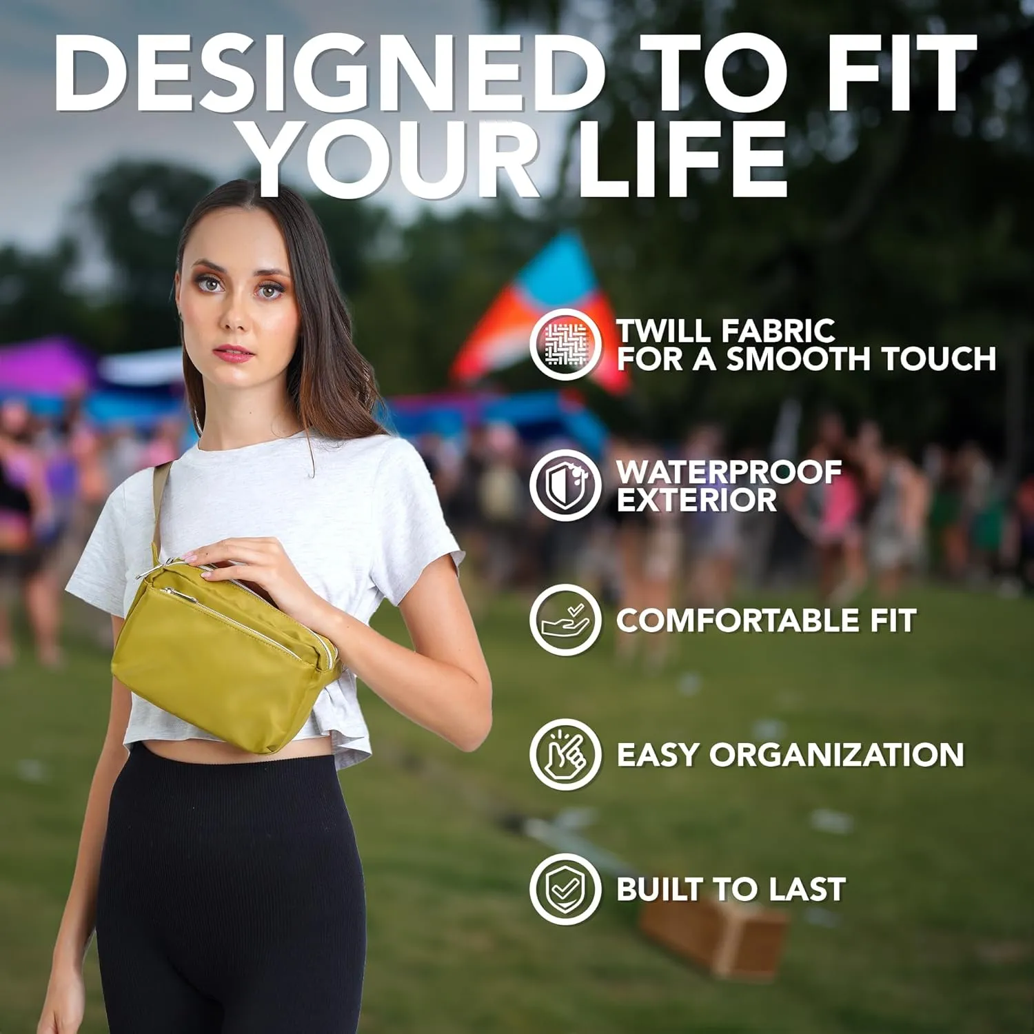 Olive Green Fanny Pack Belt Bag for Women I Cross Body Fanny Packs for Women - Crossbody Bags small Waist Bag Men - Fashion Waist Pack Bum Bag - Hands Free for Hiking, Running, Halloween & Travel