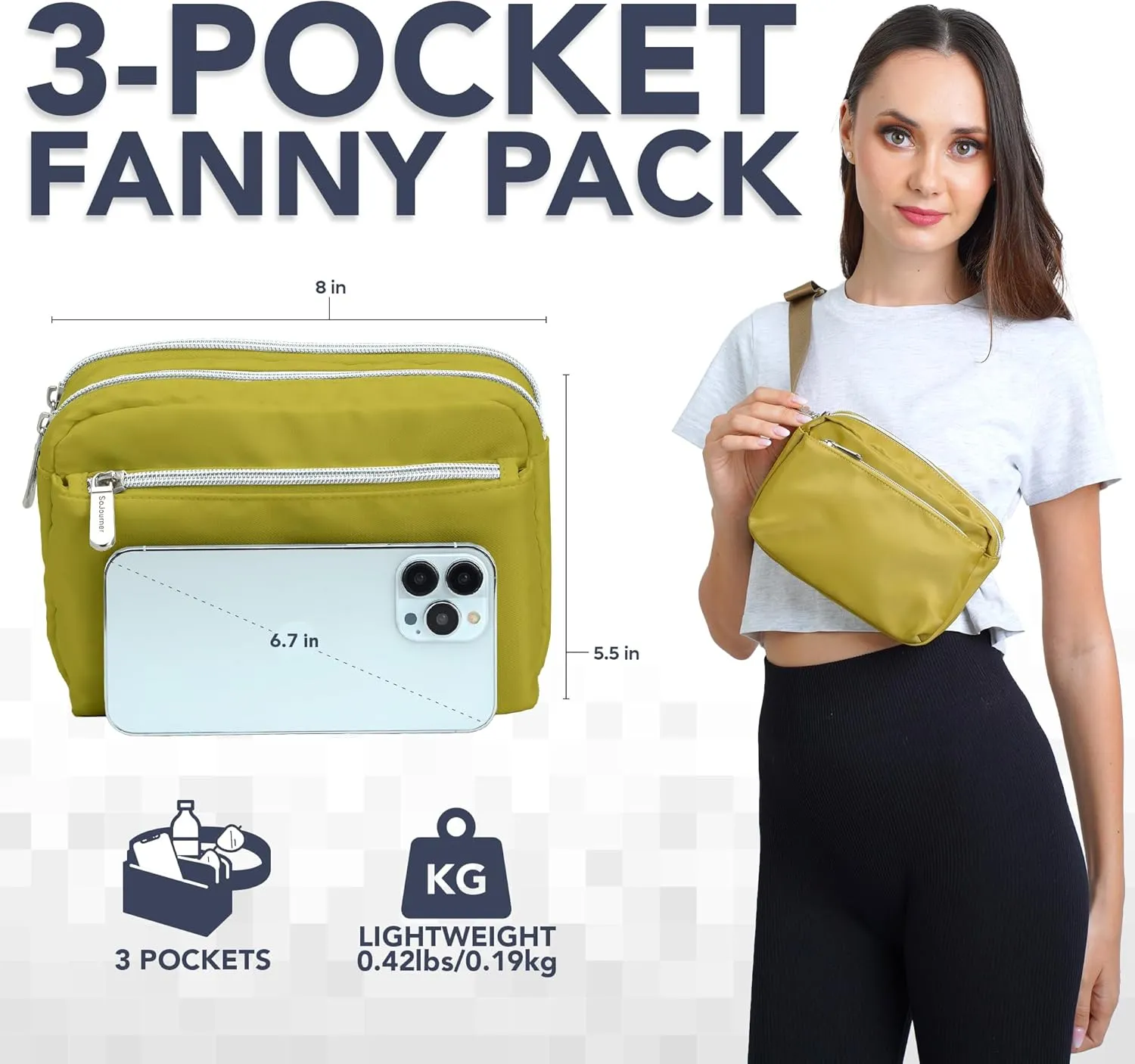 Olive Green Fanny Pack Belt Bag for Women I Cross Body Fanny Packs for Women - Crossbody Bags small Waist Bag Men - Fashion Waist Pack Bum Bag - Hands Free for Hiking, Running, Halloween & Travel