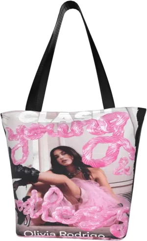 Olivia Songwriter Actress Rodrigo Shopping Handbag Tote Bags with Zipper Unisex Lightweight Shoulder Bag Storage Bags for Activity