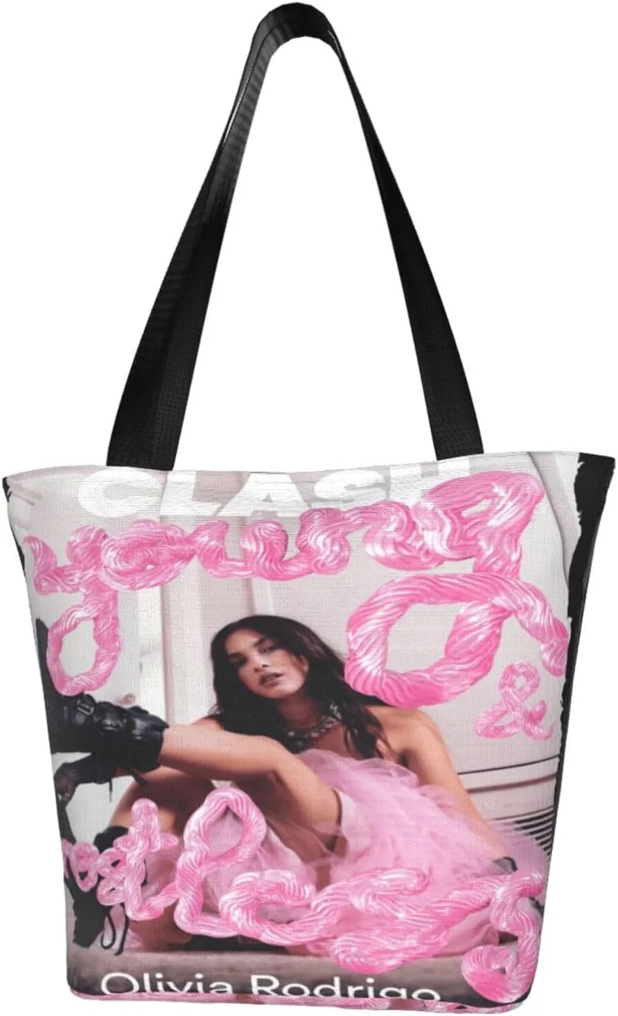 Olivia Songwriter Actress Rodrigo Shopping Handbag Tote Bags with Zipper Unisex Lightweight Shoulder Bag Storage Bags for Activity