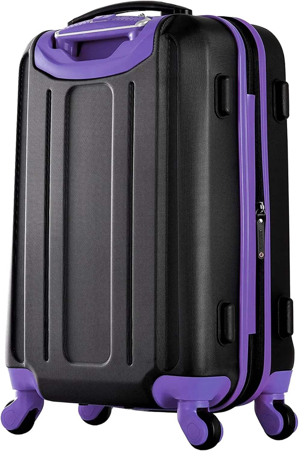 Olympia USA Apache II 21 Inch Expandable Rolling Carry On Lightweight Hardside Double 4 Wheel Spinner Luggage Suitcase with Locking System and Hidden Laptop Compartment, Black/Purple