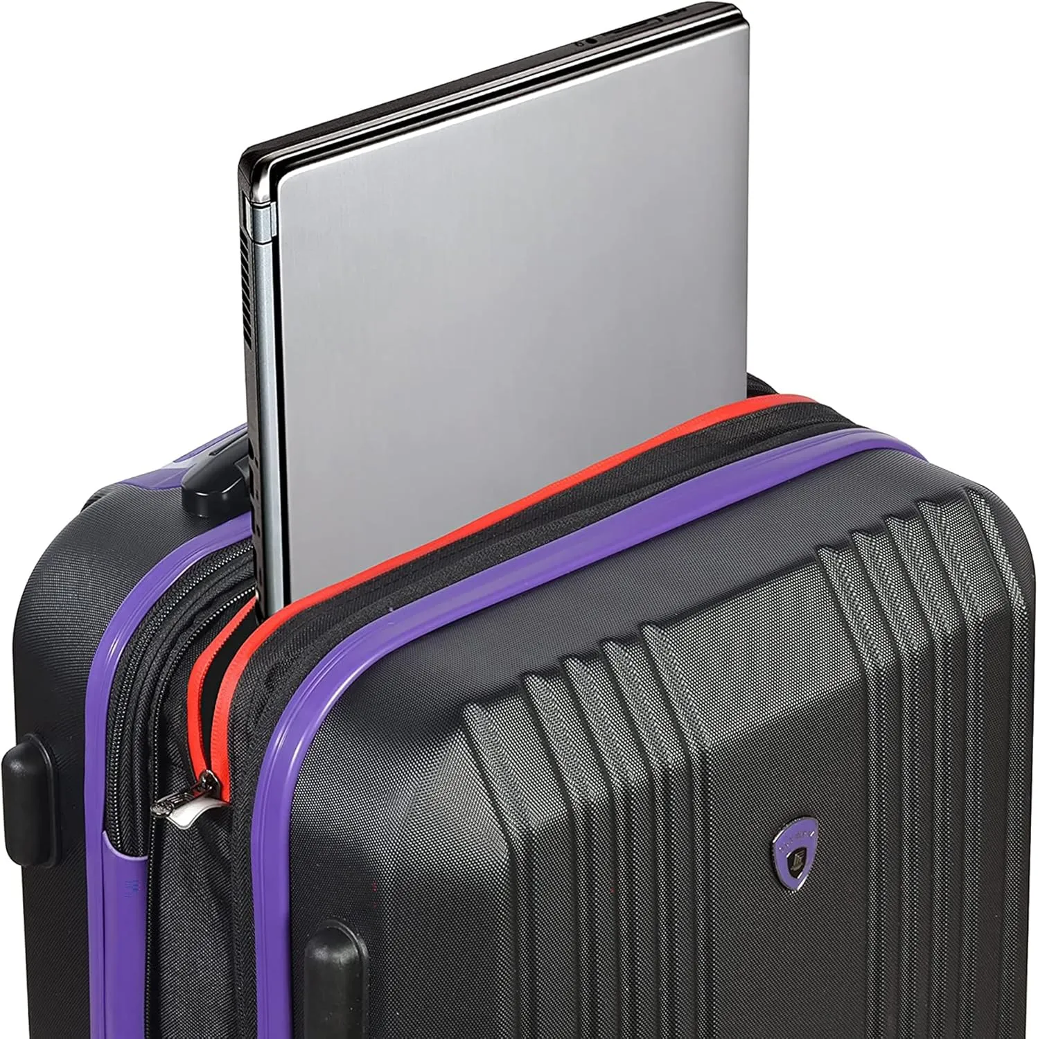 Olympia USA Apache II 21 Inch Expandable Rolling Carry On Lightweight Hardside Double 4 Wheel Spinner Luggage Suitcase with Locking System and Hidden Laptop Compartment, Black/Purple
