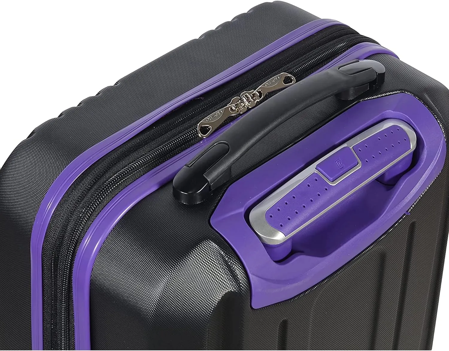 Olympia USA Apache II 21 Inch Expandable Rolling Carry On Lightweight Hardside Double 4 Wheel Spinner Luggage Suitcase with Locking System and Hidden Laptop Compartment, Black/Purple