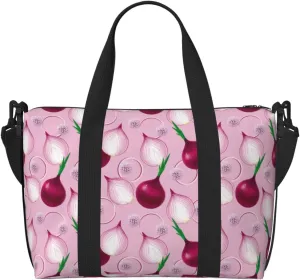 Onion Pattern Purple Travel Duffle Bag For Women Men Weekender Overnight Bag Gym Bag For Women, Carry On Airport Bag, Travel Tote Bag With Strap For Gym Travel Business Trips