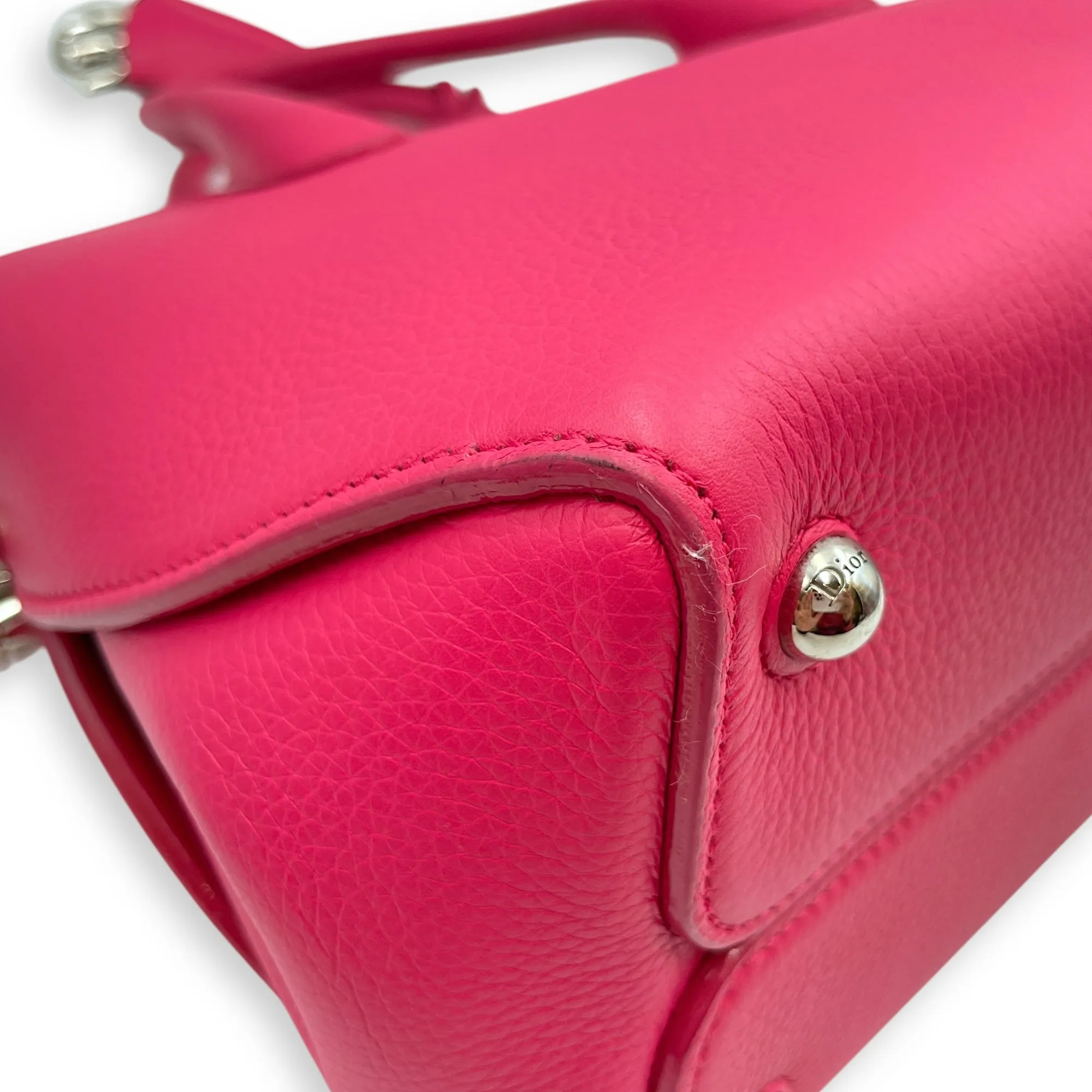 Open bar bag Pink Top Handle Bag in Calfskin, Silver hardware