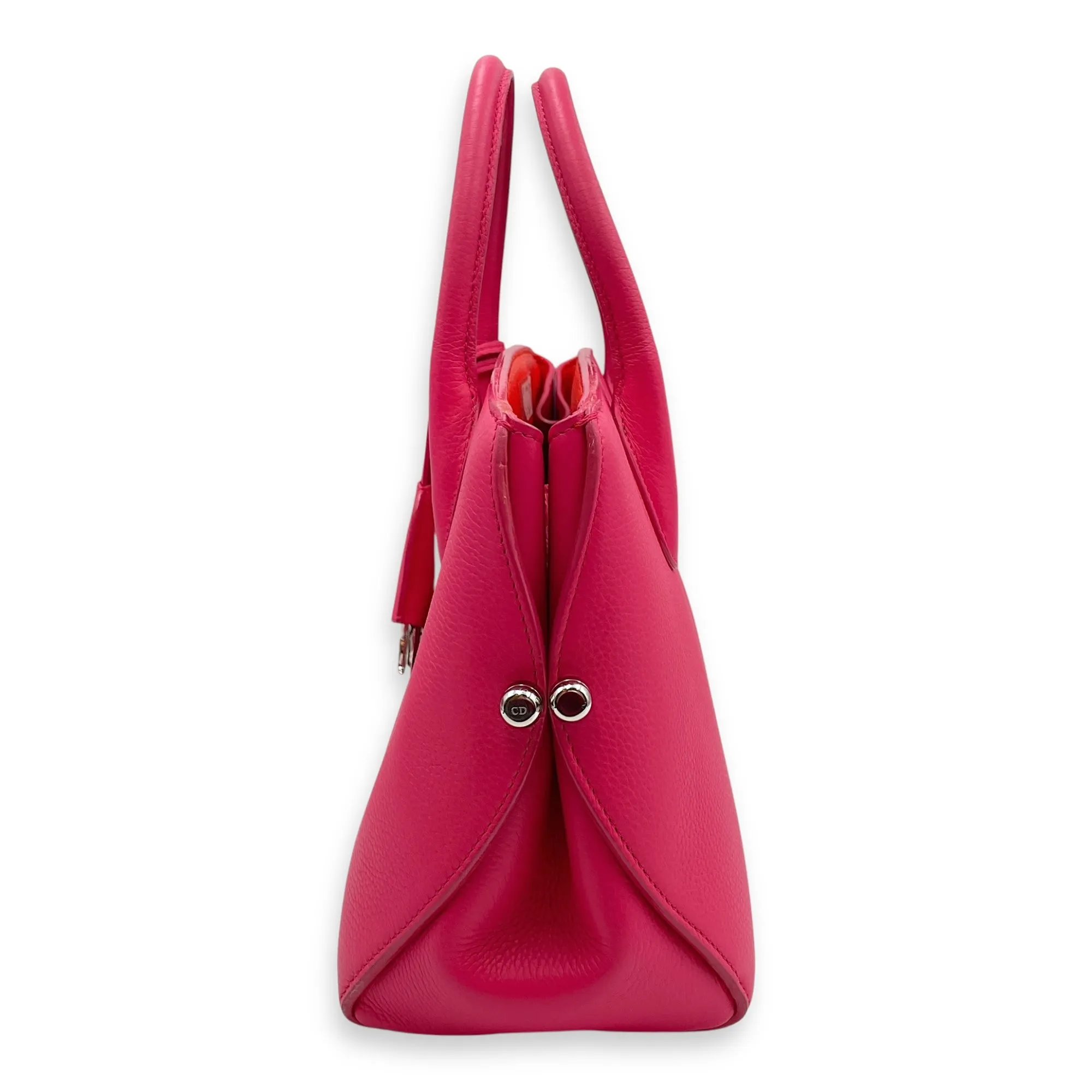 Open bar bag Pink Top Handle Bag in Calfskin, Silver hardware