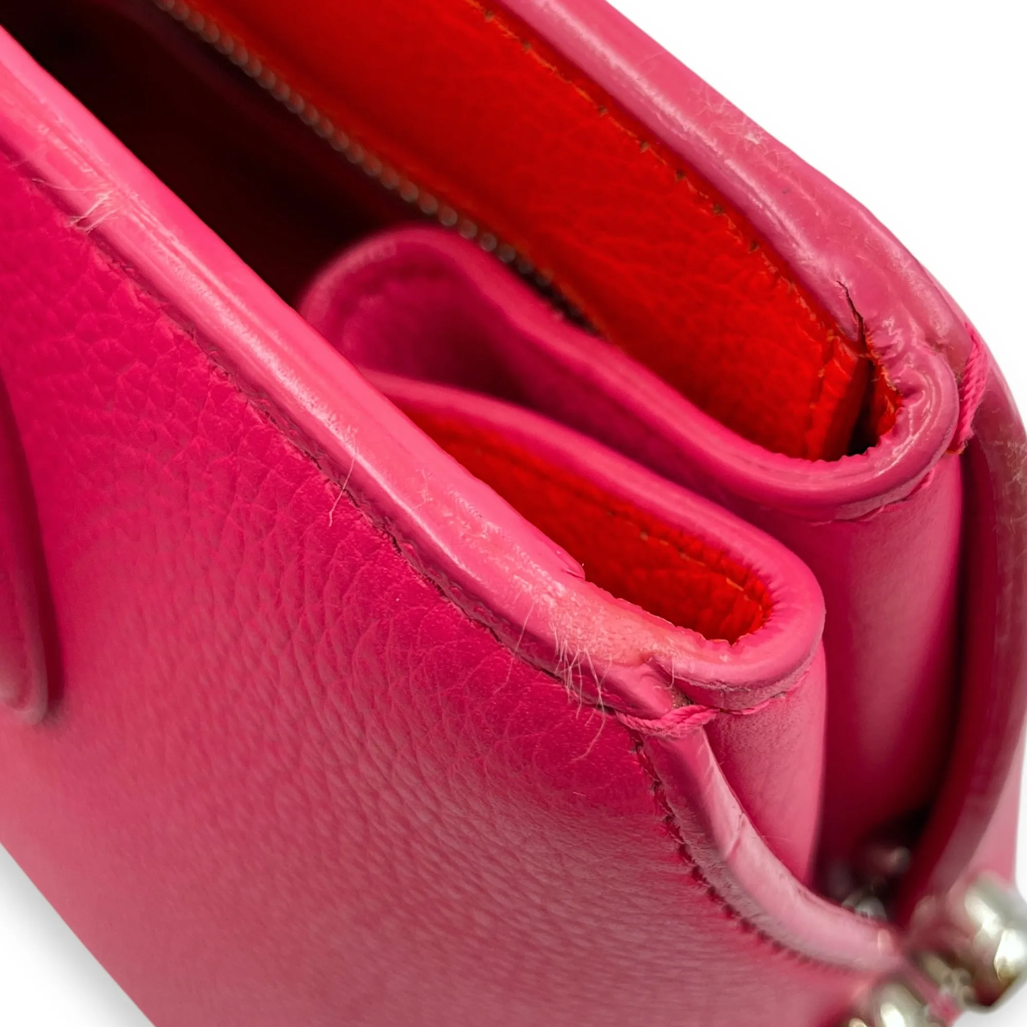 Open bar bag Pink Top Handle Bag in Calfskin, Silver hardware
