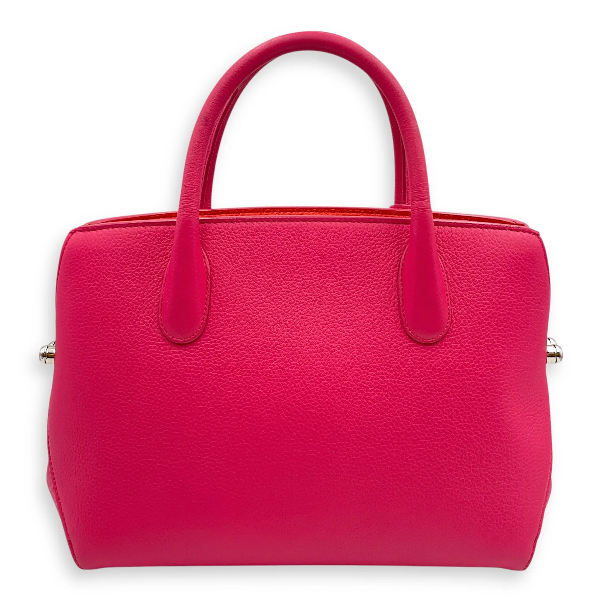 Open bar bag Pink Top Handle Bag in Calfskin, Silver hardware