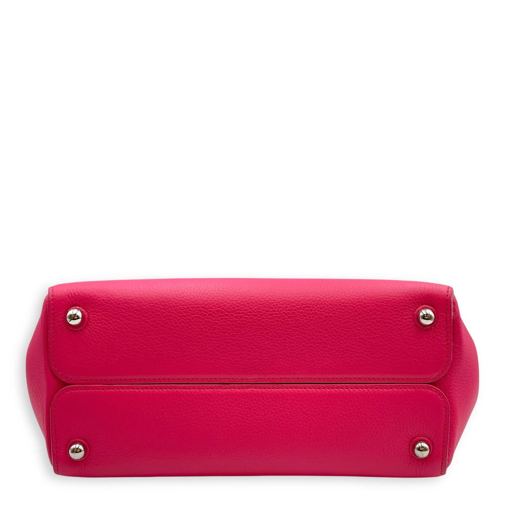 Open bar bag Pink Top Handle Bag in Calfskin, Silver hardware