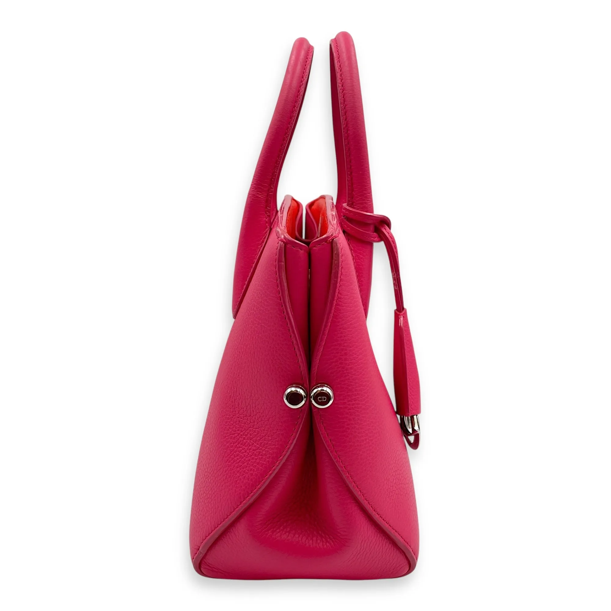 Open bar bag Pink Top Handle Bag in Calfskin, Silver hardware