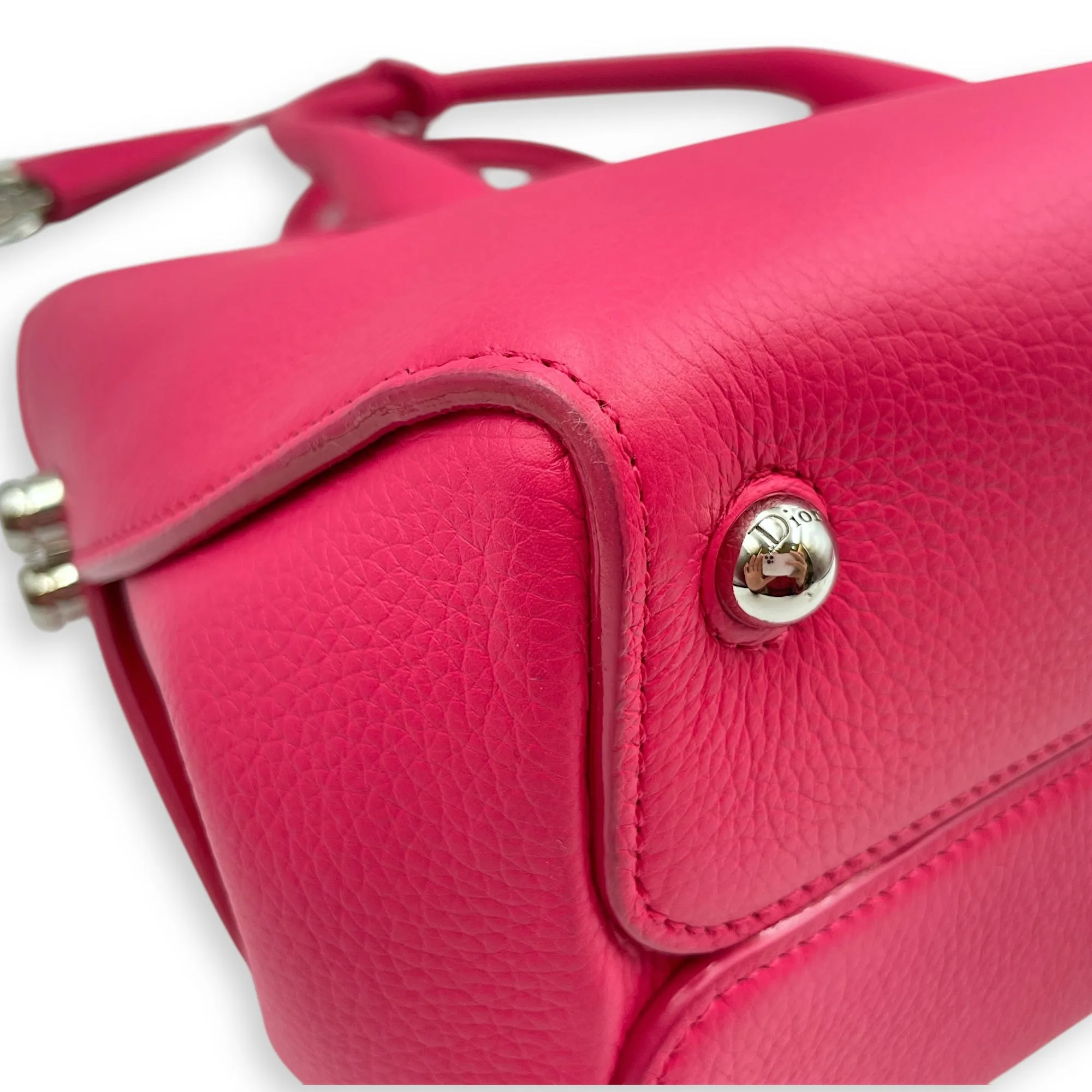 Open bar bag Pink Top Handle Bag in Calfskin, Silver hardware