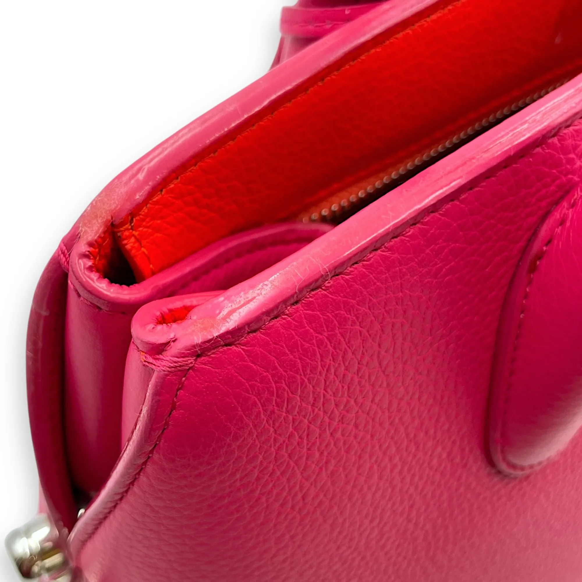 Open bar bag Pink Top Handle Bag in Calfskin, Silver hardware