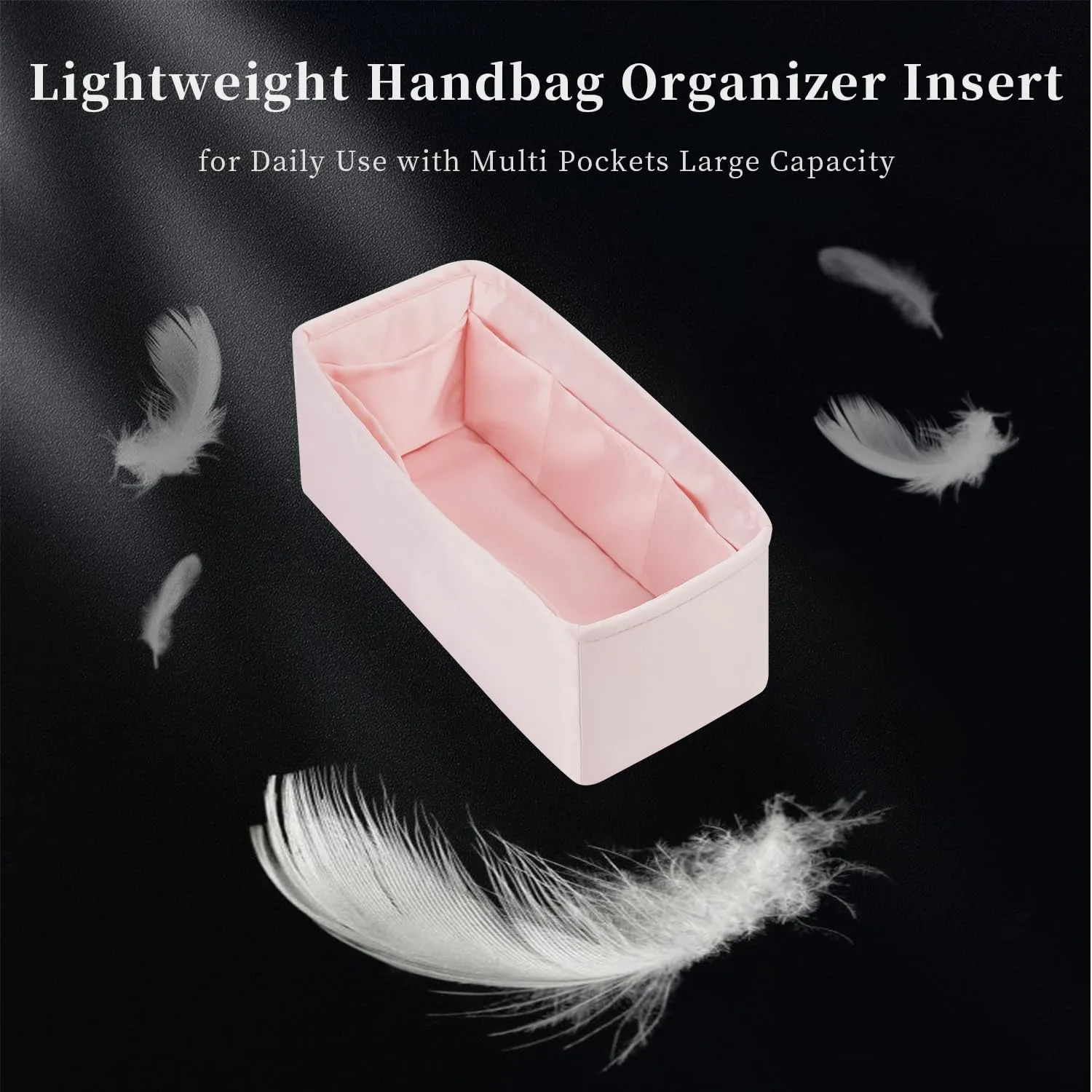 Organizer Insert for Hermes Bags, Luxury Bags Storage with Silk, Lightweight Inner Bag Compatible with Lindy 26 Bags, Multiple Pockets Large Capacity(Pink, Lindy26)