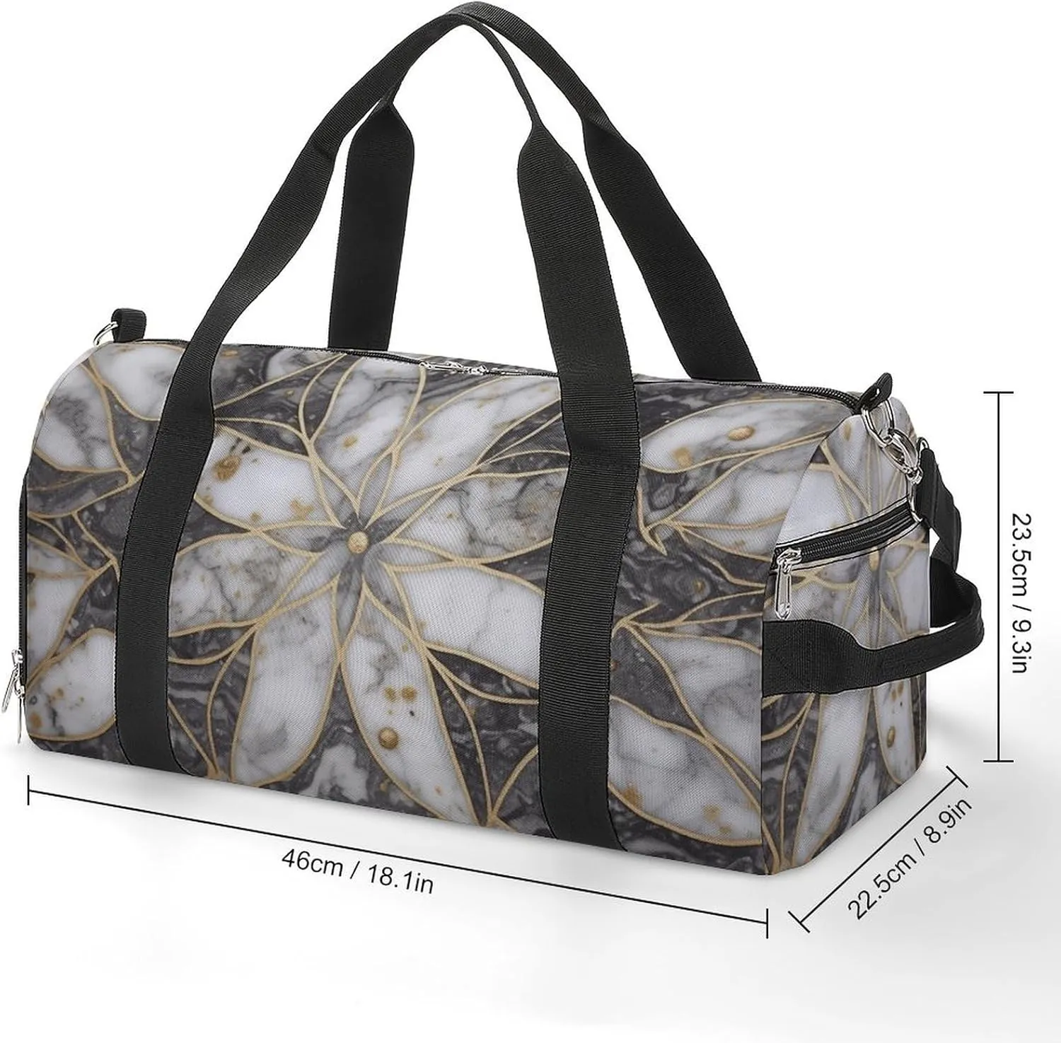 Oriental Marble Stone Sports Gym Bag Carry on Holdalls for Men Small Duffel Bags for Women with Shoe Compartment