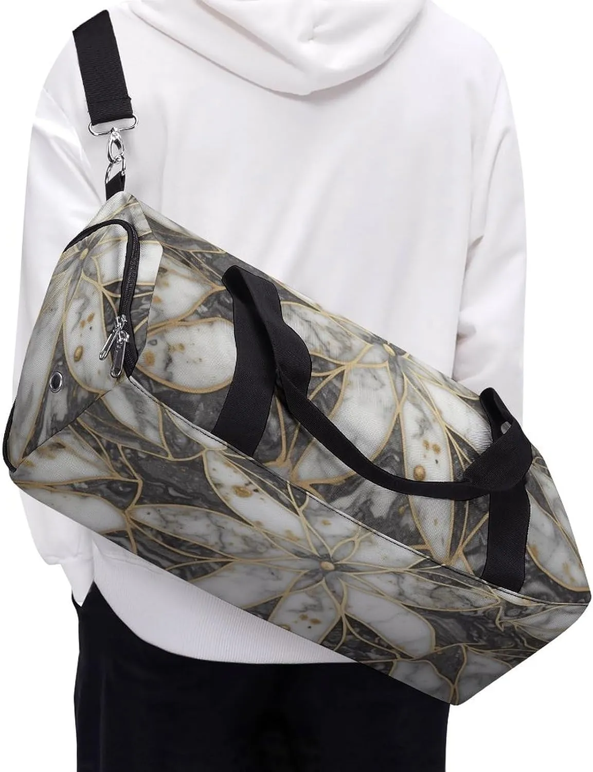 Oriental Marble Stone Sports Gym Bag Carry on Holdalls for Men Small Duffel Bags for Women with Shoe Compartment