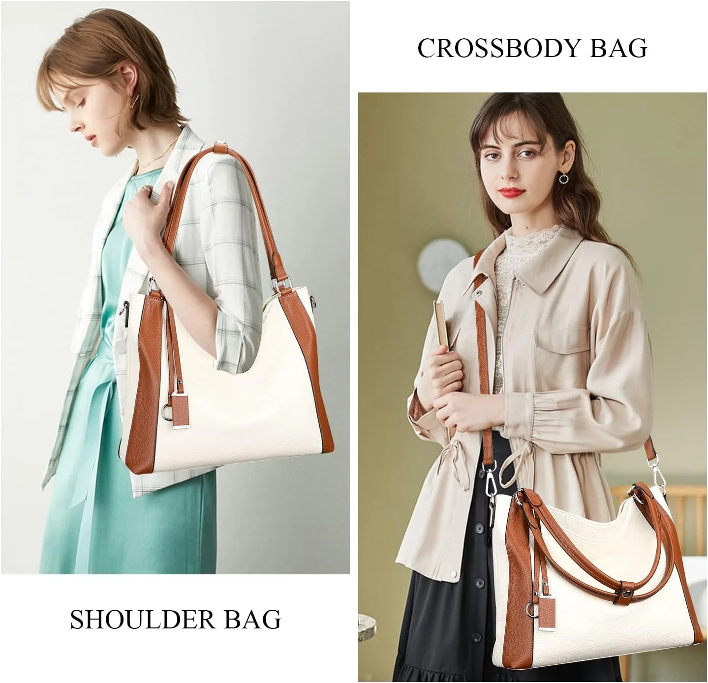 Over Earth Genuine Leather Purses for Women Casual Hobo Shoulder Handbags Large Crossbody Bags