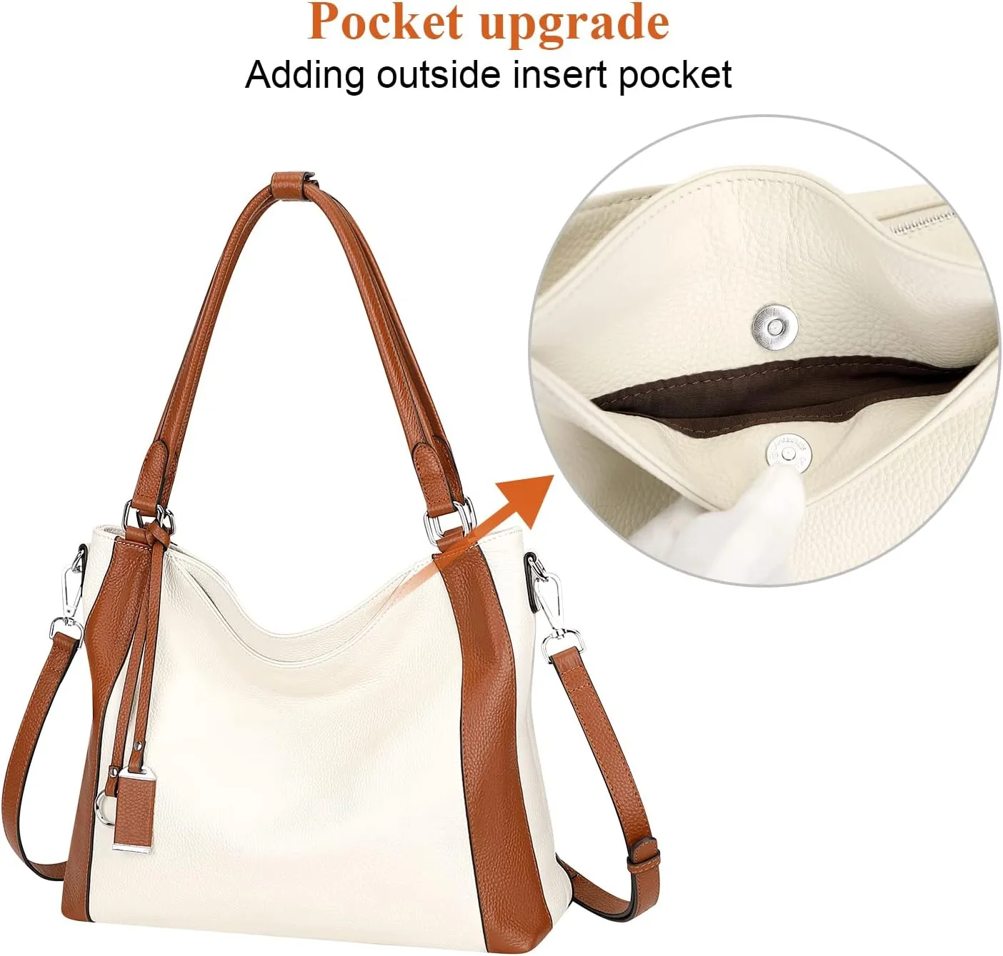 Over Earth Genuine Leather Purses for Women Casual Hobo Shoulder Handbags Large Crossbody Bags