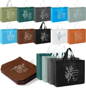 Paterr Large Bible Verse Christian Gift Bag Bulk with Handle Reusable Religious Church Baptism Tote Bag for Fathers Day(Mix Color,30)