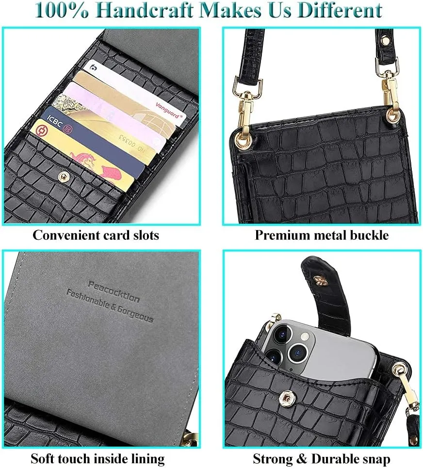 Peacocktion Small Crossbody Cell Phone Purse for Women, Lightweight Mini Small Crossbody Bags for Women with Card Slots