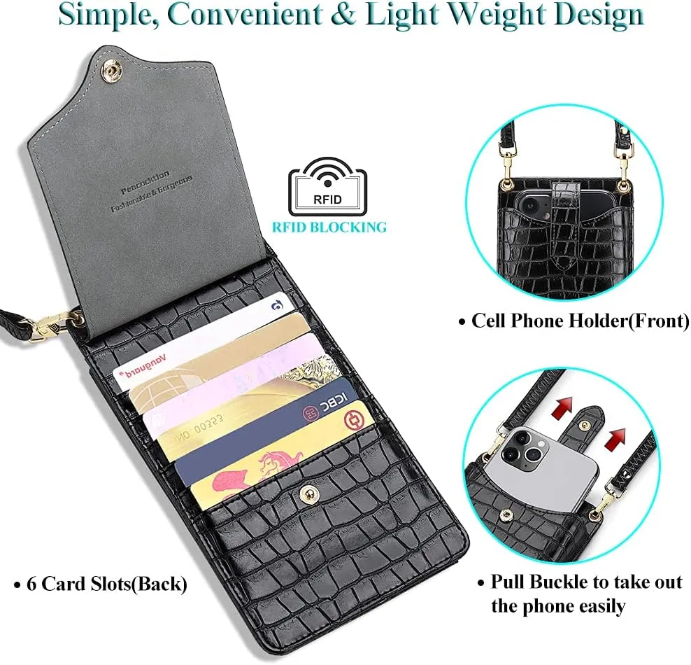Peacocktion Small Crossbody Cell Phone Purse for Women, Lightweight Mini Small Crossbody Bags for Women with Card Slots