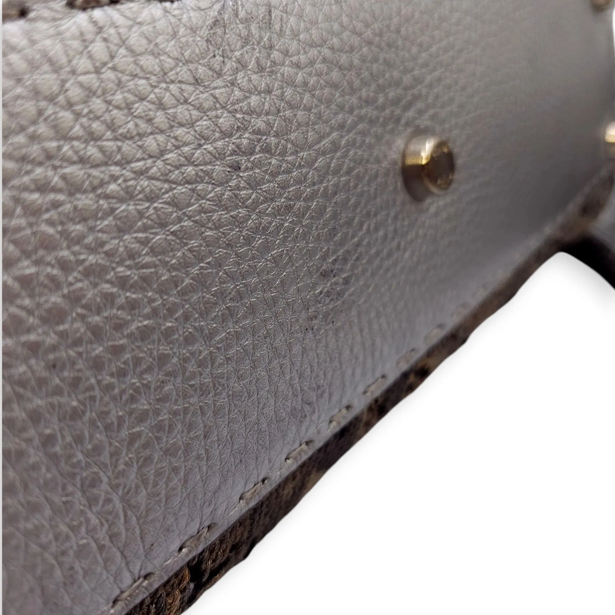 Peekaboo Saddlery Silvery Top Handle Bag in Calfskin, Silver hardware