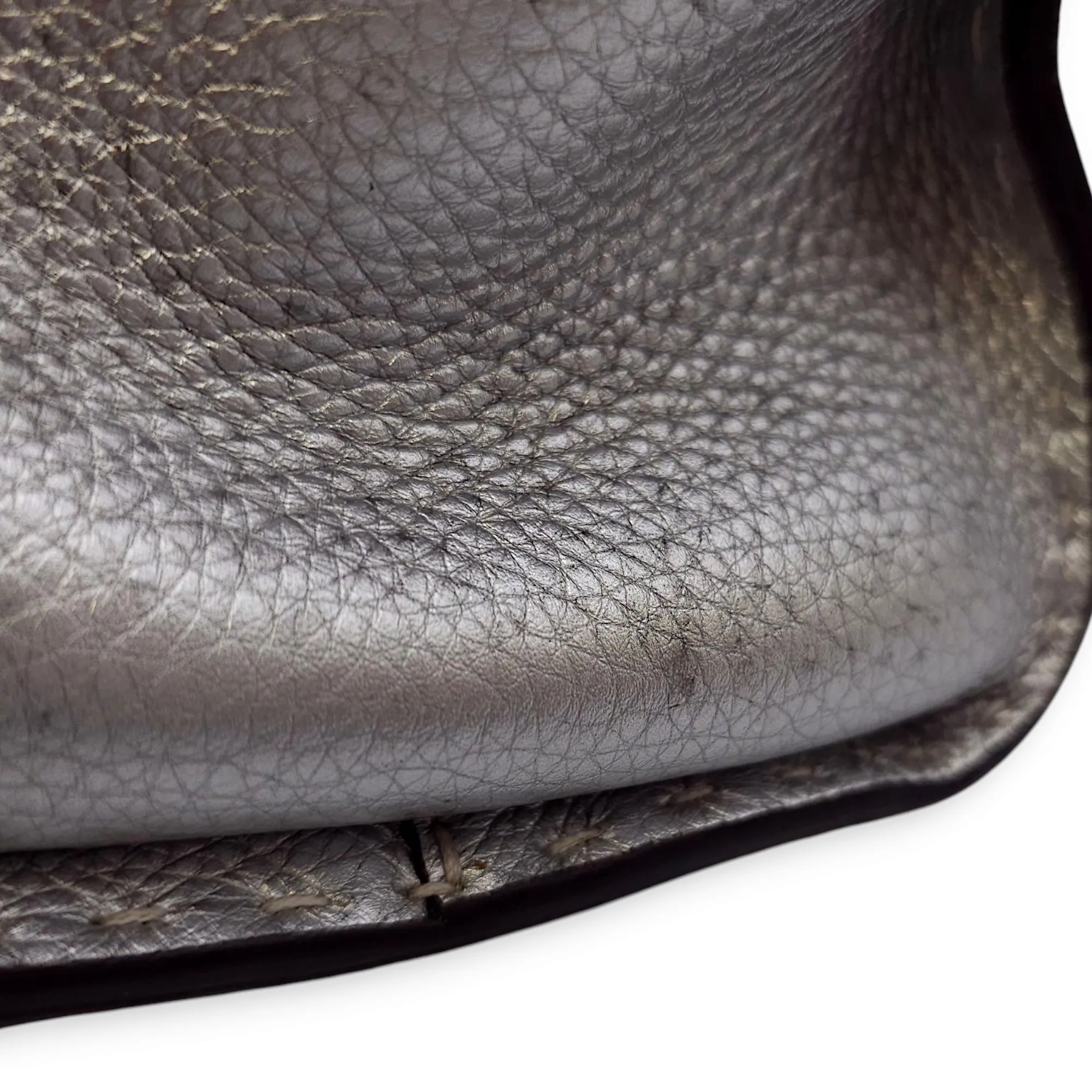 Peekaboo Saddlery Silvery Top Handle Bag in Calfskin, Silver hardware