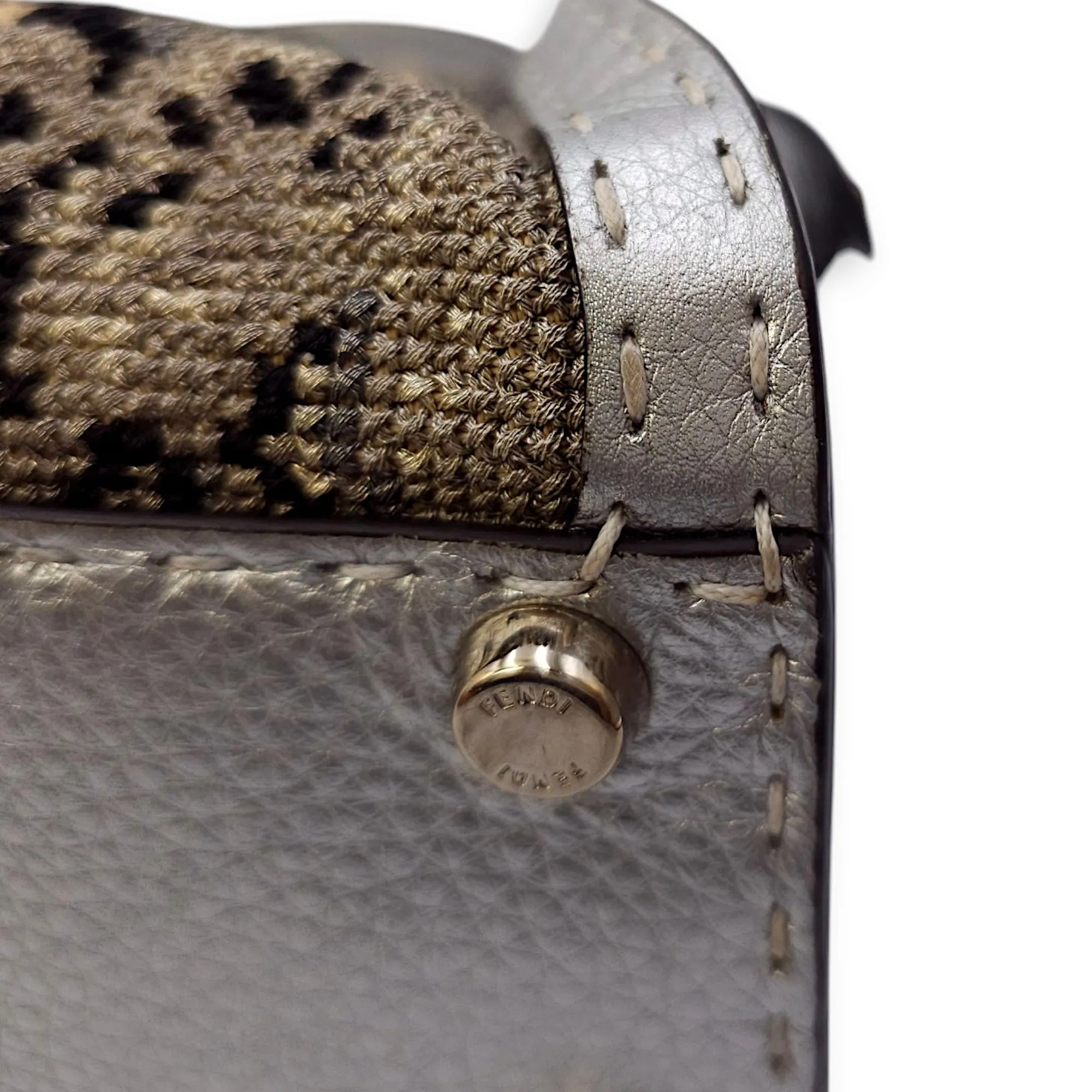 Peekaboo Saddlery Silvery Top Handle Bag in Calfskin, Silver hardware