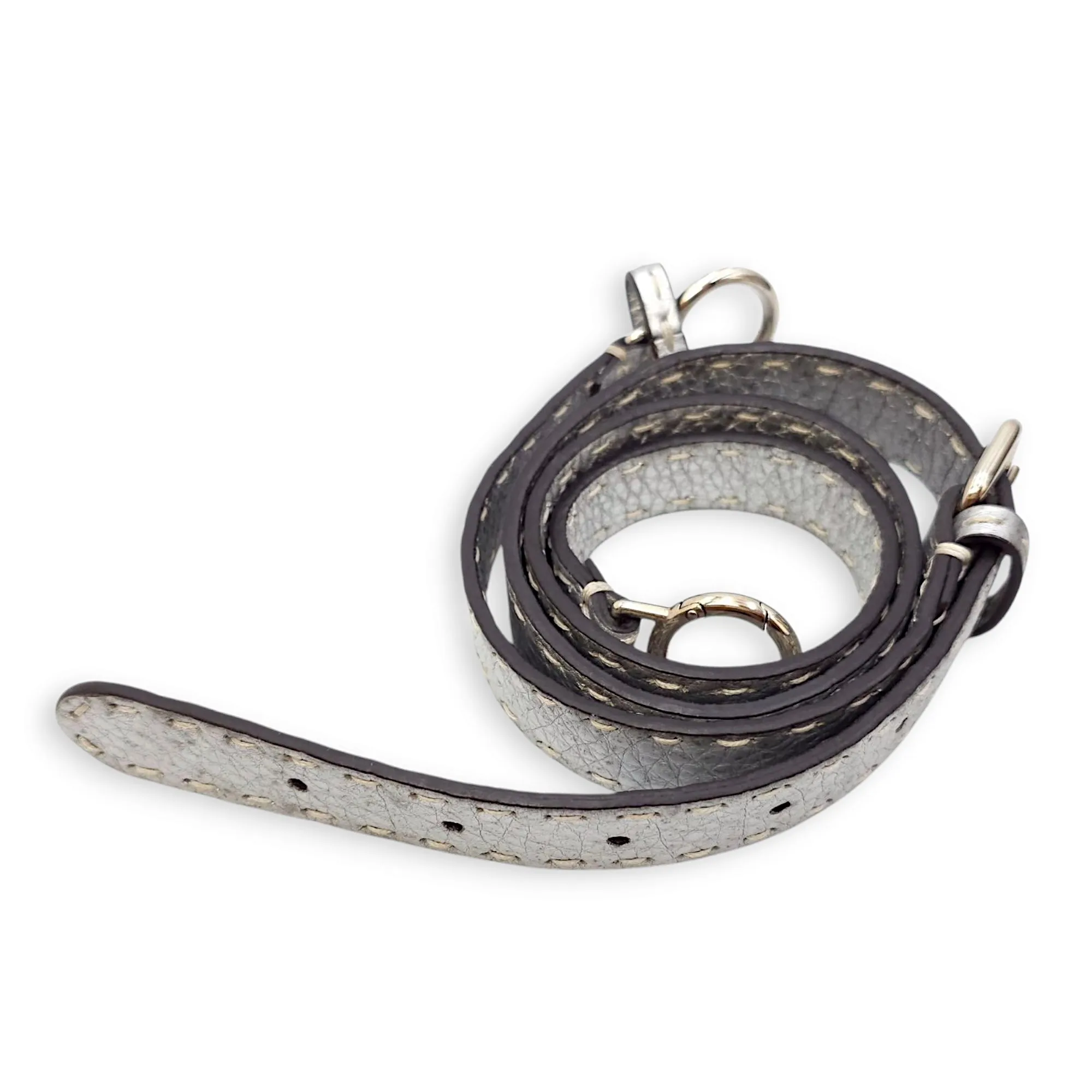 Peekaboo Saddlery Silvery Top Handle Bag in Calfskin, Silver hardware