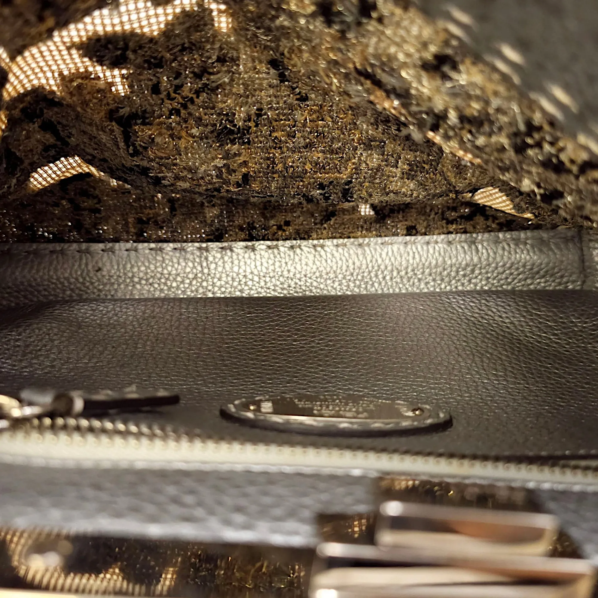 Peekaboo Saddlery Silvery Top Handle Bag in Calfskin, Silver hardware